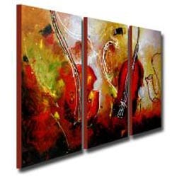 'Music' Hand-painted 3-piece Canvas Art Set - Overstock - 5671531