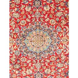 Persian Hand knotted Isfahan Red Wool Rug (7'11 x 10'9) 7x9   10x14 Rugs