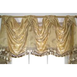 Gold Wispy Leaf 3 scoop Victory Swag Valance  