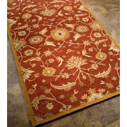 Planta Hand tufted Red/ Gold Wool Rug (96 x 136)
