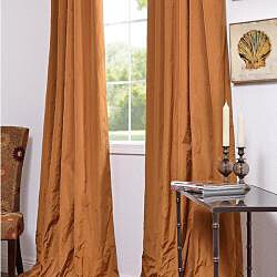 Falling Leaves 108 inch Orange Solid Faux Silk Taffeta Curtain Panel