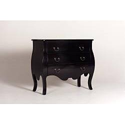Shop Lightly Distressed 3 Drawer Black Bombe Chest Free Shipping