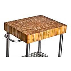 Shop Proteak 701 Butcher Block Cart With Stainless Steel Legs And Wheels Overstock 6585630