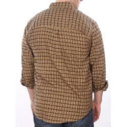 gold and black plaid flannel shirt