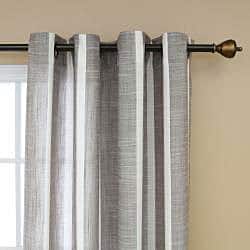 Shop Vertical Stripe Faux Linen Grommet 84inch Curtain Pair Free