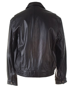 London Fog Men's Black Leather Bomber Jacket - 412220 - Overstock.com ...