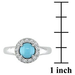 14 kt. White Gold 1/10 ct. Diamond and Turquoise Ring