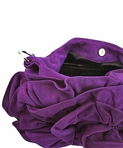 YSL Purple Suede Ruffle Flower Handbag  