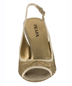 Prada Gold Snakeskin Wedge Sandal