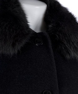 Marvin Richards Long Cashmere Blend Fox Collar Coat  