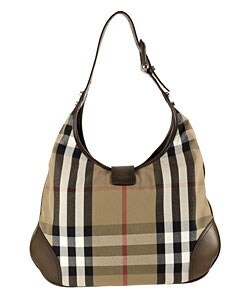 Burberry Fabric Nova Check 'Brooke' Hobo Bag - 10804623 - Overstock.com ...