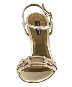 Dolce & Gabbana Metallic Gold Leather Wedge Sandals  