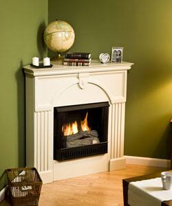 Shop Turin Antique White Gel Fuel Corner Fireplace Overstock