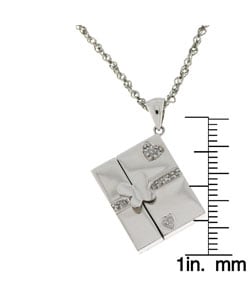 14k White Gold Diamond Diary Butterfly Locket  