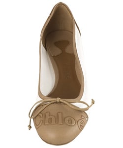 Chloe White Logo Ballerina Flats  