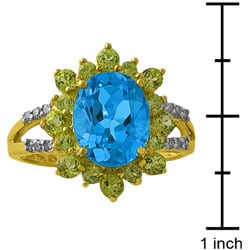 10k Gold Topaz Peridot 1/10ct TDW Diamond Ring