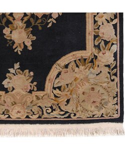 preview thumbnail 3 of 1, Nourison Hand-knotted Bordeaux Black Wool Rug (3'9 x 5'9) - 3'9" x 5'9"