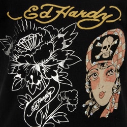 Ed Hardy Girls Pirate Rhinestone Tee  