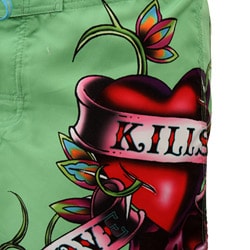 Ed Hardy Mens Green Love Kills Slowly Boardshorts  