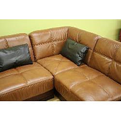 Wyatt 3 piece Full Leather Platform Sectional Sofa Set