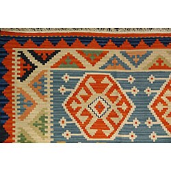 Hand woven Light Blue Qashqai Kilim Rug (81 x 102)
