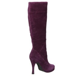 suede pull on knee high boots