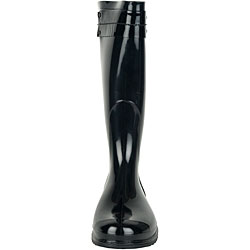 Burberry Womens Patent Strap Black Rain Boots  