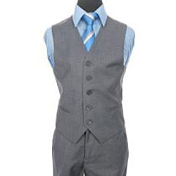 Ferrecci Boys Solid Grey Two button Three piece Suit  