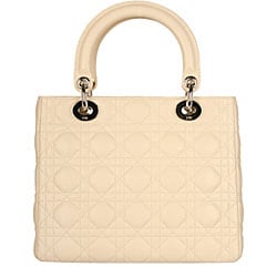 Lady Dior Beige Quilted Lambskin Tote  