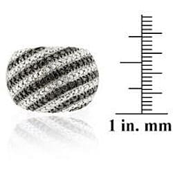 Sterling Silver Black Diamond Accent Striped Ring  
