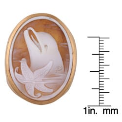 18k Gold Hand carved Shell Cameo Dolphin Ring