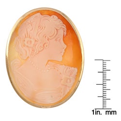 14k Yellow Gold Hand carved Shell Romana Cameo Brooch
