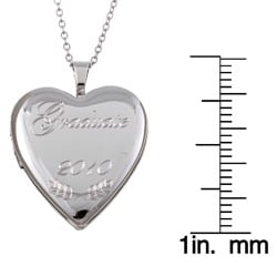   Sterling Silver 18 inch Engraved Graduate 2010 Heart Locket Necklace