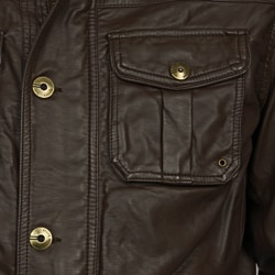 Steve Madden Mens Faux Leather Military Jacket  