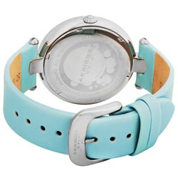 Akribos XXIV Womens Light Blue Sunray/ Diamond Dial Quartz Strap 