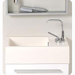Fresca Pulito White Stainless Steel Tall Mirror Bathroom Vanity