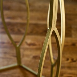 preview thumbnail 3 of 1, Brass-plated Iron and Glass Hexagonal Side Table (India)
