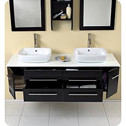   Bellezza Espresso Double vessel Sink Bathroom Vanity  