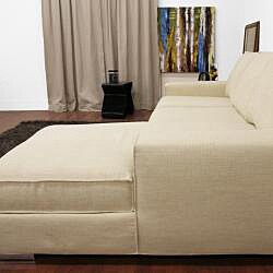 Campbell Cream Twill Modern Sectional Sofa  