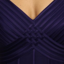 JS Collections Womens Purple Piped Mesh Dress  