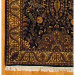 Indo Hand knotted Black/ Ivory Mahal Wool Rug (31 x 168)