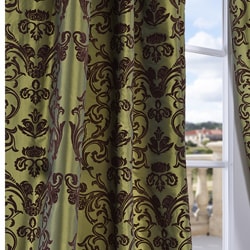 Firenze Fern Green Faux Silk 108 inch Curtain Panel