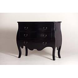 Shop Lightly Distressed 3 Drawer Black Bombe Chest Free Shipping