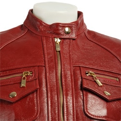 michael kors patch pocket leather jacket