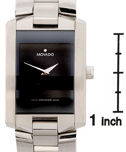 Movado Eliro Mens Black Dial Steel Watch  