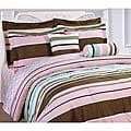 Microfiber Pink Stripe 3-piece Duvet Cover Set
