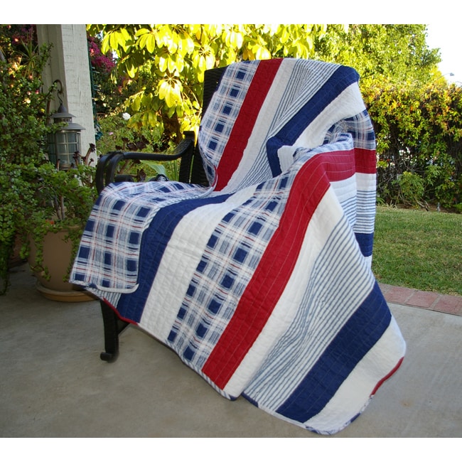 Nautical Stripes Quilted Throw