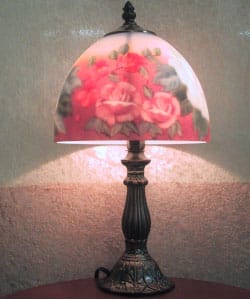 Reverse Painted Rose Table Lamp Overstock 996497