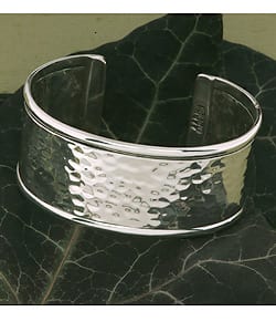 slide 1 of 1, Sterling Silver Hammered Cuff Bracelet (Mexico)