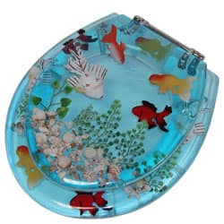 clear toilet seat with fishing lures SDdPulse Marine Fish Toilet Lid Slow Down Resin Ultra Resistant Top Fixed U/V/O Shape Compatible Toilet Seat Cover (OneColor 40~48Cm*33~38Cm) (OneColor 40~48Cm*33~38Cm) Transparent Blue Goldfish Toilet Seat